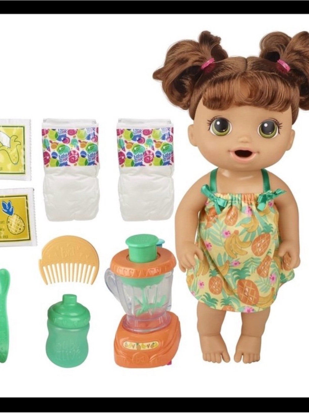 Interactive Baby Doll Playset with Brown Hair and Tropical Dress